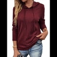 thumbnail image 2 of Sudadera con Capucha para Mujer, de Gran Tamaño, Informal, de Larga, con Cordón Ajustable Vino Tinto XL, 2 of 7