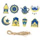 thumbnail image 5 of 2 X 8 Piezas De Adornos Colgantes Eid, Colgante De Ramadán Para Dormitorio, Puerta De Casa, Azul Y Dorado, 5 of 8