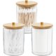 thumbnail image 1 of Dww-Lot de 3 Bote de rangement en acrylique avec couvercles en bambou pour salle de bain, botes de salle de bain, distribuidores de bolas de algodón pou, 1 of 5