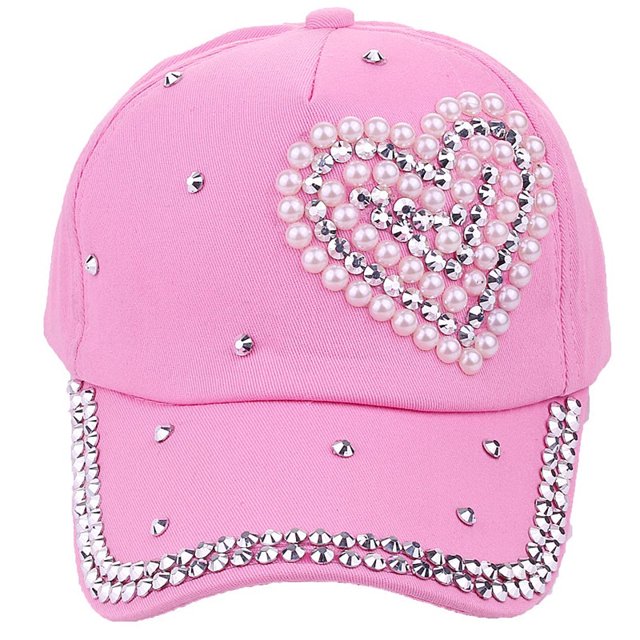 Gorra de béisbol de moda para mujer, gorra con forma de corazón de melocotón y perla para padres e hijos, gorra informal para el sol para niños, protector solar
