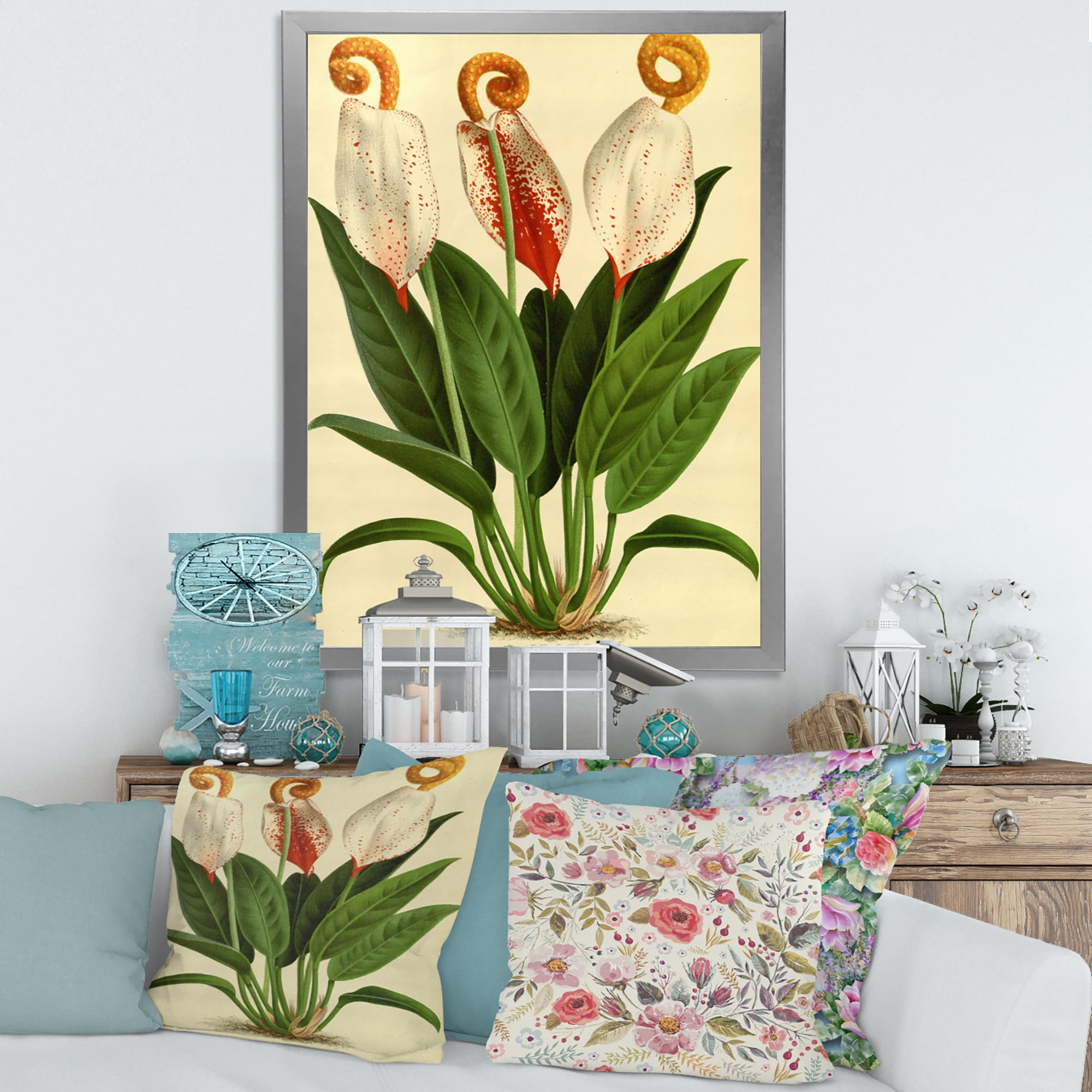 Designart 'Retro Wildflowers' Farmhouse Framed Art Print