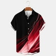 thumbnail image 2 of ZCFZJW Men's Casual Short Sleeve Button Down Bowling Summer Loose Regular Fit Hawaiian Beach Shirts Trendy Striped Color Block Printed T-Shirts with Pockets Red XXL, 2 of 4