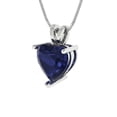 thumbnail image 2 of Clara Pucci 14K White Solid Hypoallergenic Gold 2Ct Blue Sapphire Heart Cut Solitaire Designer Necklace Pendant For September, 2 of 7