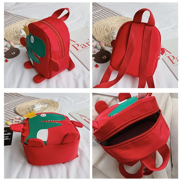Toddler Little Girls Boys Small Cartoon 3D Dinosaur Backpack Kindergarten Preschool Schoolbag Red