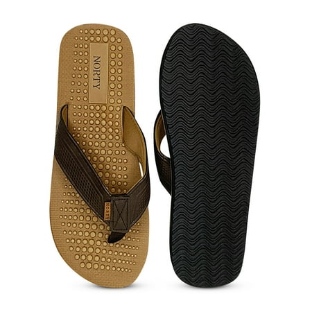

NORTY Mens Flip Flops Adult Male Beach Thong Sandals Camel Brown