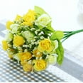 thumbnail image 6 of XJGHHSY 21 Heads Fake Roses Artificial Flowers for Outdoors Spring Valentines Day Decor,3 Bouquet UV Resistant Fake Flower Bouquet Faux Silk Roses for Home Wedding Cemetery Summer Decor,Yellow, 6 of 7