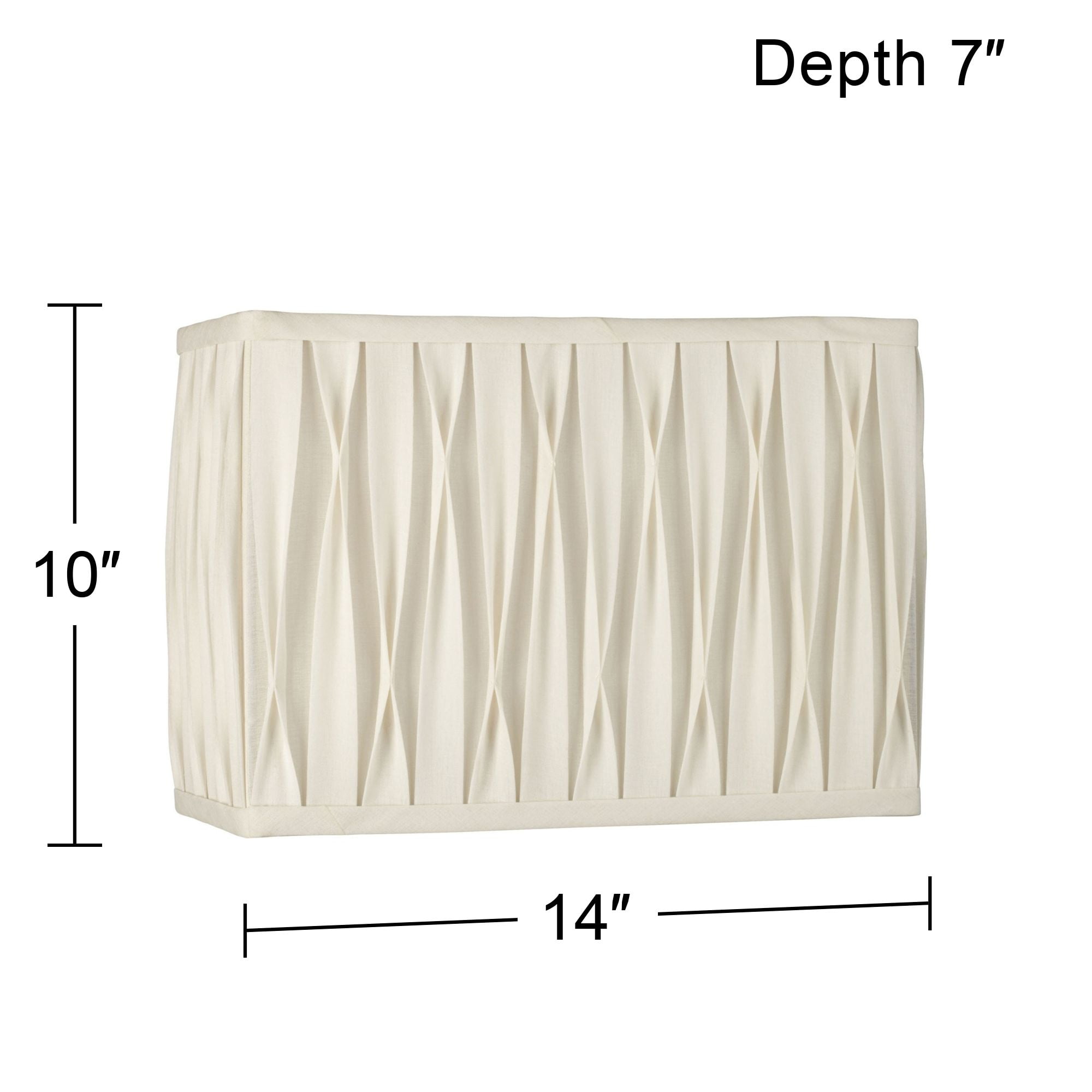 Springcrest White Pinched Pleat Medium Rectangle Lamp Shade 14" Wide x 7" Deep x 10" High (Spider) Replacement with Harp and Finial