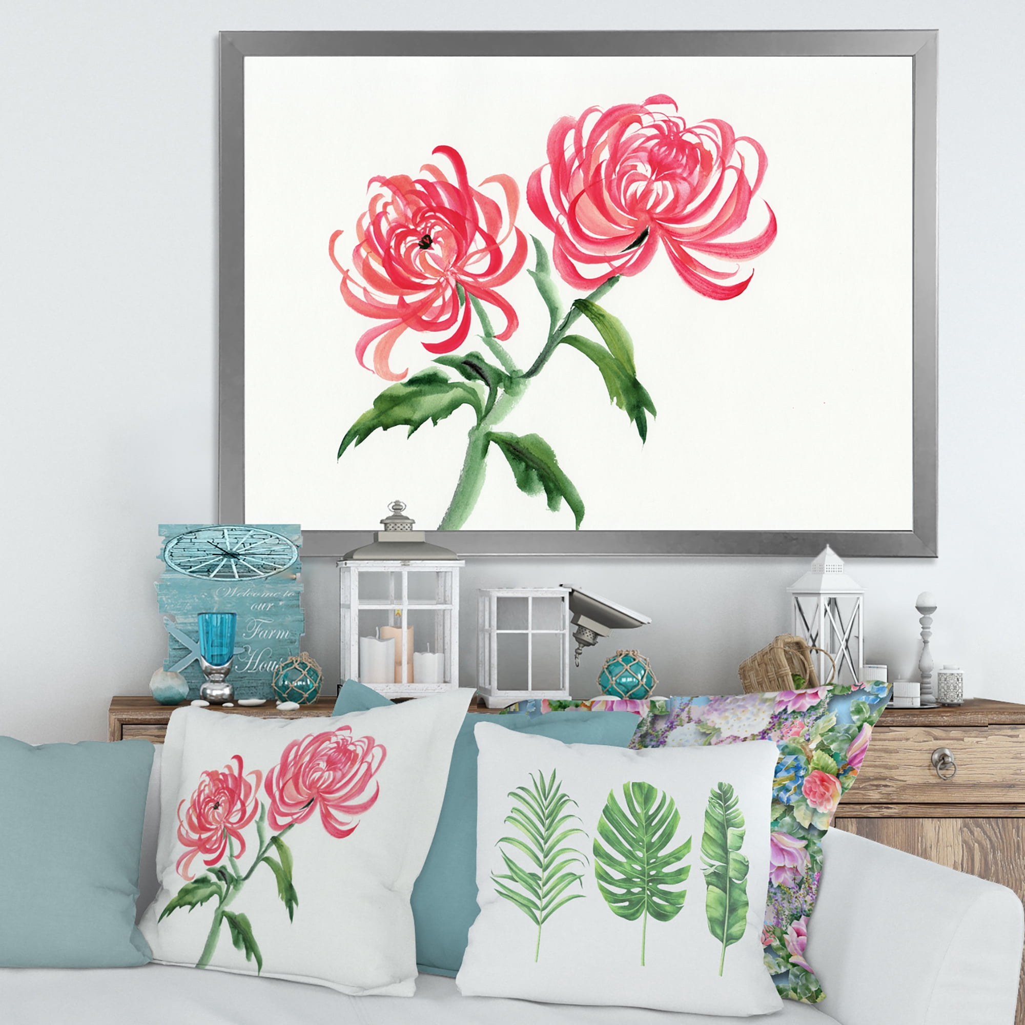 Designart 'Ancient Purple Chrysanthemum Flower' Traditional Framed Art Print