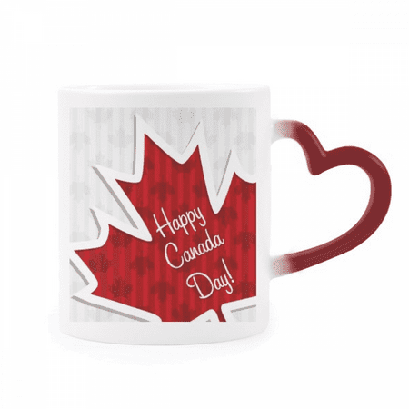 

Happy Canada Day 4th Of July Maple Texture Heat Sensitive Mug Red Color Changing Stoneware Cup