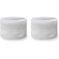 thumbnail image 2 of COUVER 2.5 Inch Solid Terry Cotton Athletic Sweat Wristbands White 2 Pairs (Mens), 2 of 9