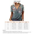 thumbnail image 5 of Camiseta con cuello de botón de verano para mujer, camiseta de manga corta estampada informal holgada, 5 of 5
