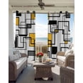 thumbnail image 4 of Yellow Geometric Blackout Curtains, Light Blocking Print Window Curtains, Modern Minimalist Black Abstract Art Thermal Insulated Window Drapes for Living Room Kitchen Cafe 2 Panels, 104"W x 63"L, 4 of 9