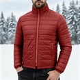 thumbnail image 3 of Ceisia Men Solid Stand Collar Quilted Puffer Jacket Full Zip Lightweight Warm Outer Coat For Fall Winter Outdoor Travel Daily Commute Gift, 3 of 7