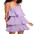 thumbnail image 3 of Femmes Été une Robe Épaule Sans Manches Couches Mini Robe, 3 of 5