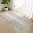 thumbnail image 3 of Kitchen Rug Runner 2'x 5', Purple Grey Indoor/Outdoor Washable Carpet with Tassels, Farmhouse Gray Barn Wooden Vintage Striped Reversible Low-Pile Soft Area Rug for Living Room, Bedside, Sink, 3 of 9