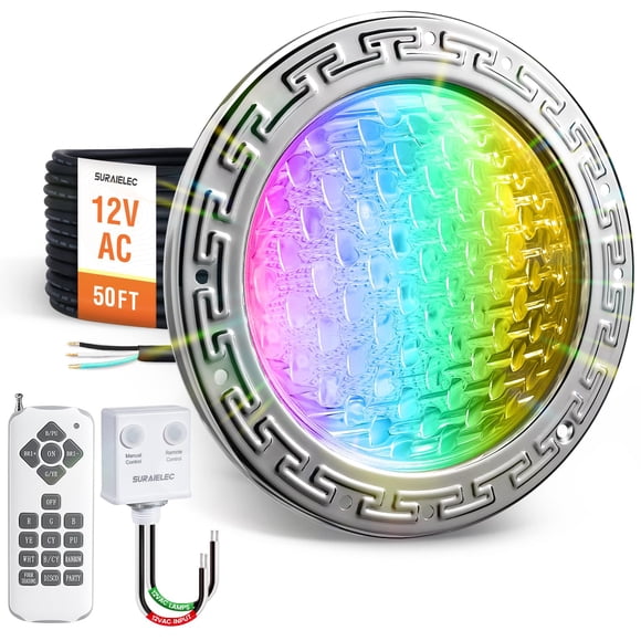 Luz para piscina SURAIELEC LED RGB 12V CA de 25 cm con control remoto