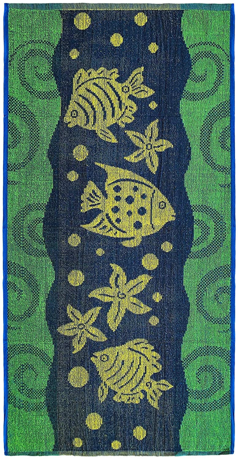 Ipanema Terry Jacquard Travel Beach Towel 30 x 60 inch - 6 PACK - Assorted Designs- Dolphin - Seashells - Fishes - Sailing 100% Cotton