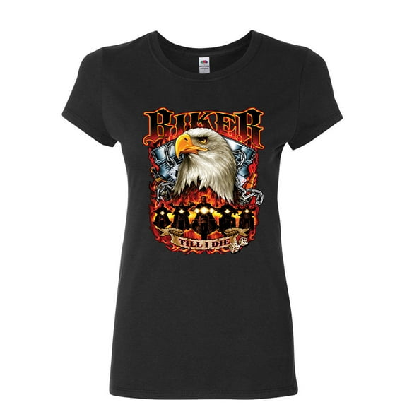 Tee Hunt Biker Till I Die Women's T-Shirt Motorcycle Club Biker Gang Live to Ride Shirt