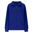 thumbnail image 4 of DHFJKG Womens Half Zip Sweatshirts Casual Stand Collar Solid Color Long Sleeve Pullover With Pockets Trendy Pullover Tops For Women, 4 of 6