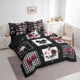 thumbnail image 2 of Manfei Gothic Bow Bedding Comforter Set 7pcs for Girls Teens,Kids Geometric Plaid Vintage Roses Queen Bedding Sets,Black Reversible,Ultra Soft Home Decor, 2 of 6