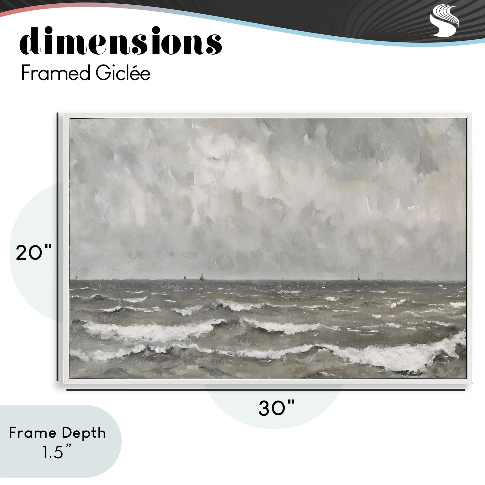 Stupell Industries Stormy Ripples at Sea White Framed Giclee Art, design by Jacky Ngan