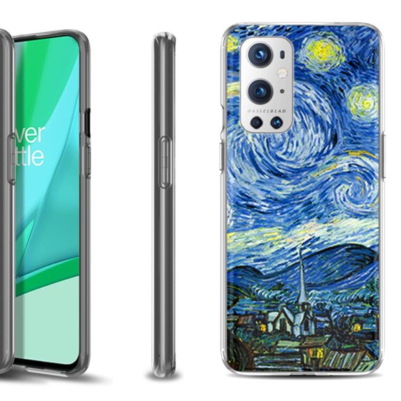 Slim-Fit Flexible TPU Gel Phone Case Compatible with OnePlus 9 PRO 5G, by OneToughShield ® - Starry Night Paris