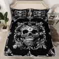 thumbnail image 2 of Castle Fairy Abstract Skull 4-Piece Full Size Sheets,Bohemian Damask Bed Sheets,Chic Flower Lightweight Sheet Sets,Super Cozy Gothic Room Decor, 2 of 6