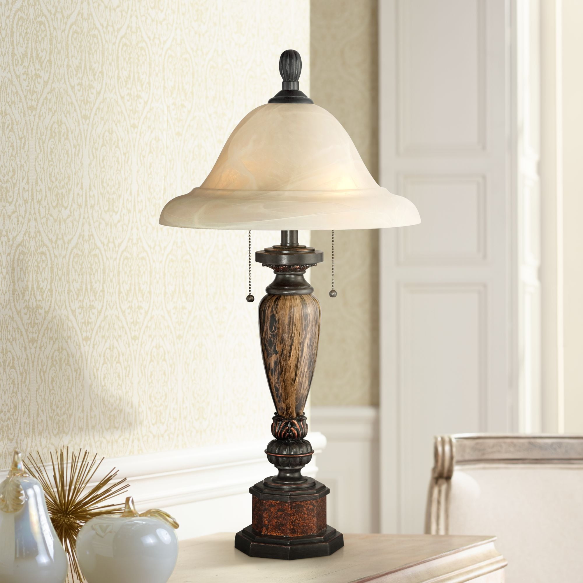 cream Alabaster Bell Glass Shade White Spotted Glass Shade 