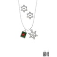 thumbnail image 2 of Delight Jewelry Silvertone Red Tree Frog in Shadow Box Silver tone Snowflake Charm Necklace and Stud Earrings, 2 of 4