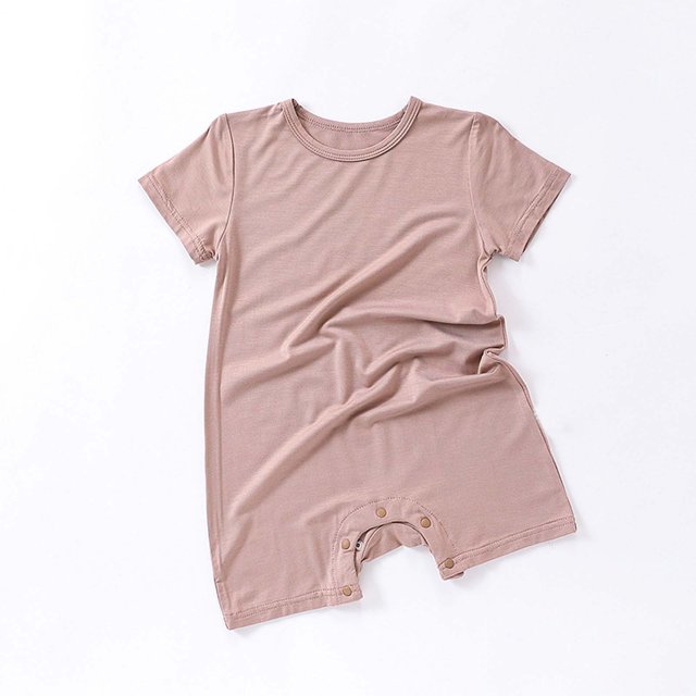 Barboteuse pour Bébés Filles, Combinaison d'Été pour Enfants Garçons et Filles Bébé Bouton Manches Courtes Col Rond Mignon Short Uni Barboteuses