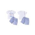 thumbnail image 2 of BemeyourBBs Toddler Baby Boy Baseball Outfit Summer Clothes Letter Print Short Sleeve T-Shirts and Pockets Striped Shorts 2 Piece Set, 2 of 9