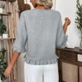 thumbnail image 4 of Womens Ruffle Flowy Crew Neck Dressy Casual Blouses 3/4 Sleeve Tops Summer T shirts 2026 Trendy Cute Work Clothes 2XL, 4 of 4