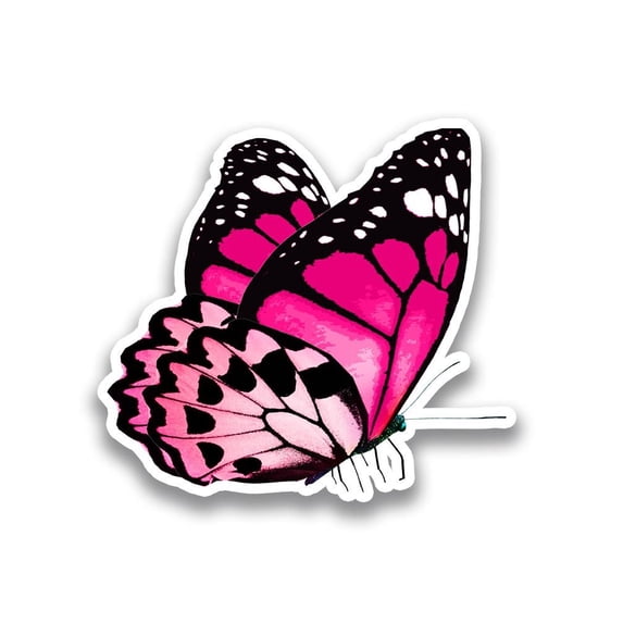 Smartprints Pink Monarch Butterfly Sticker Horizontal -Image by Shutterstock, Vinyl Sticker