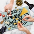 thumbnail image 4 of African Cutting Board, Round Ring Shaped Frame with Woman Agriculture Prehistoric Art, Decorative Tempered Glass Cutting and Serving Board, Large Size, Black and White, by Ambesonne, 4 of 5