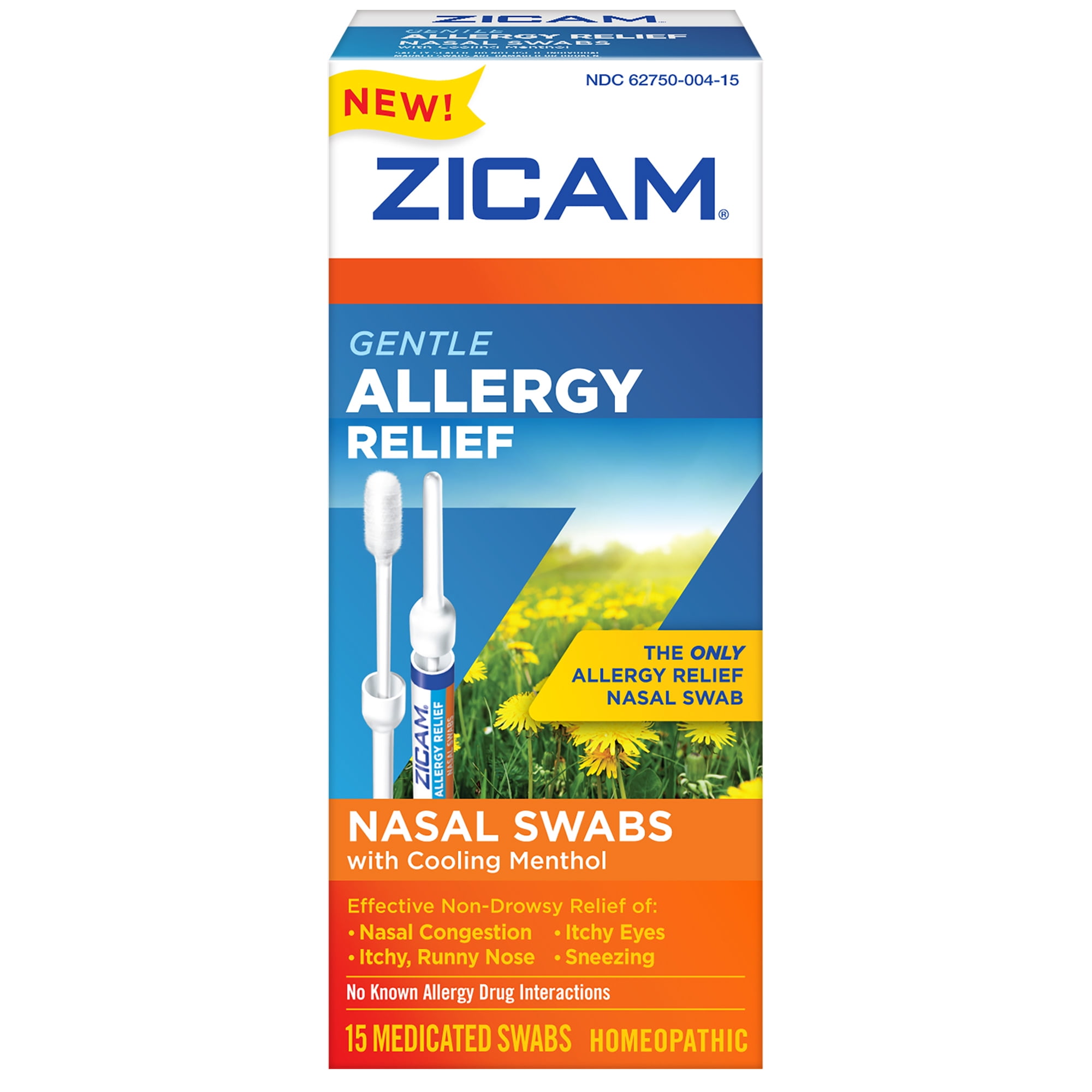 Zicam Gentle Allergy Relief Nasal Swabs with Cooling Menthol, 15 Ct