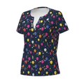thumbnail image 3 of Wukai Colored Balloons Casual V-Neck Graphic Tees for Women: Lightweight and Breathable Summer Tops with Stylish Design-X-Large, 3 of 8