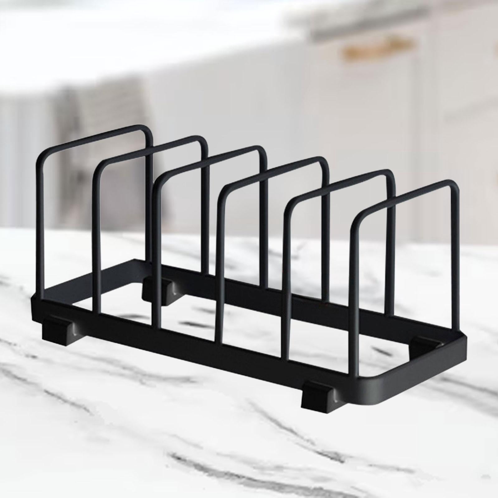 Fiocias Dish Storage Rack Dish Drying Rack 5 Grid Multifunctional Bakeware Serving Tray Black