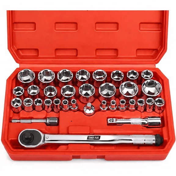 TENGO PLUS Professional Socket Wrenches Mechanics Tool Kit with Storage Case