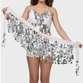 thumbnail image 4 of Felirenzacia Belly Dance Hip Scarf, Belly Dance Skirt Wrap Bling Sequins Coins, White,Free Size, 4 of 6