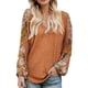 thumbnail image 2 of Blusa de manga larga para mujer, blusa para mujer con estampado de empalmes, blusa de manga larga para mujer, blusa de manga larga con cuello en V, funcionalidad inteligente, 2 of 6