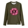 thumbnail image 3 of Luxalzxs Womens Pink Ribbon Sunflower Graphic Shirts Fighting Breast Cancer Long Sleeve T-Shirt Casual Round Neck Loose Tops, 3 of 3