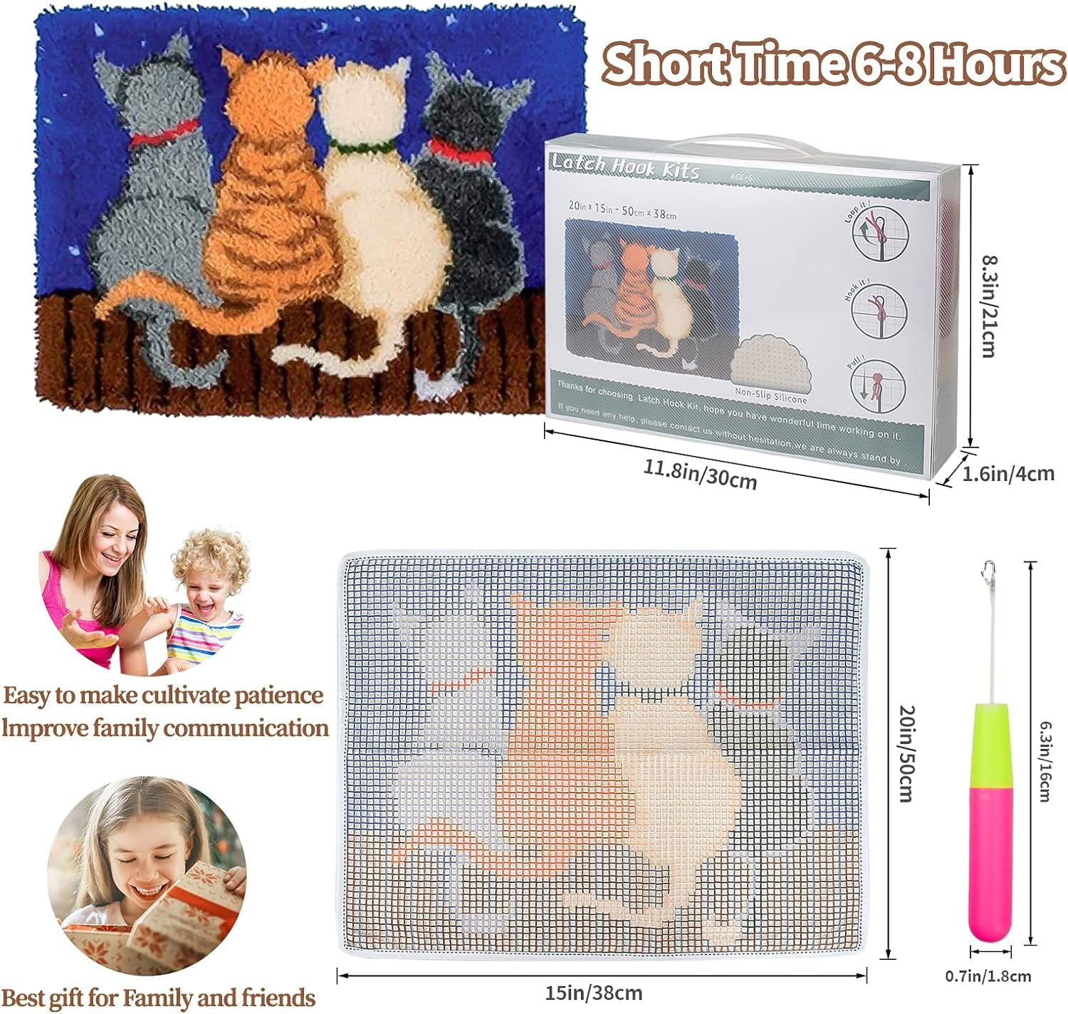 Small Size Mini Snail Latch Hook Kits Rug DIY Cushion Tapestry Making Crochet Hook Mat Making Kits Color Preprinted Pattern Canvas DIY Carpet Needlework Crochet Cushion Kits 30x30cm