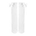 thumbnail image 4 of Girls Bow Knee High Socks Vertical Ribbed Cotton Long Stockings Soft Stretchy School Uniform Socks for Kids Daily Wear Party Dressy Outfits(3-8 Years,White), 4 of 4