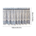 thumbnail image 3 of Yomiee Blue Gingham Lace Kitchen Curtain Tier 39.37 x 19.69 in, Checkered Cafe Curtain with Floral Lace Embroidery & Pom Pom Trim, Farmhouse Rod Pocket Short Curtain for Kitchen, Cafe Window, 3 of 6