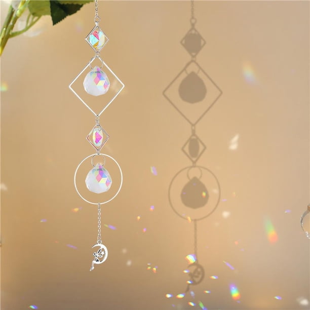 Wind Chime Crystal Light Catcher Ball Ornaments Colgante de marco redondo (2)