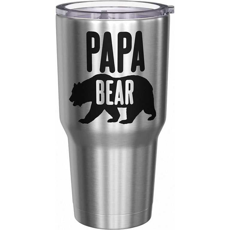 Personalized Papa Bear Custom Engraved Vacuum Sealed Tumbler