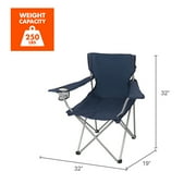 Ozark Trail Quad Folding Camp Chair with Cup Holder, Dark Blue