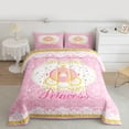 thumbnail image 2 of Manfei Princess Pink Queen Comforter Set for Girls, Cute Pumpkin Cart Bedding Sets, Cute Crown Bedding Comforter Set, Lightweight Room Decor Reversible 3-Piece, 2 of 8