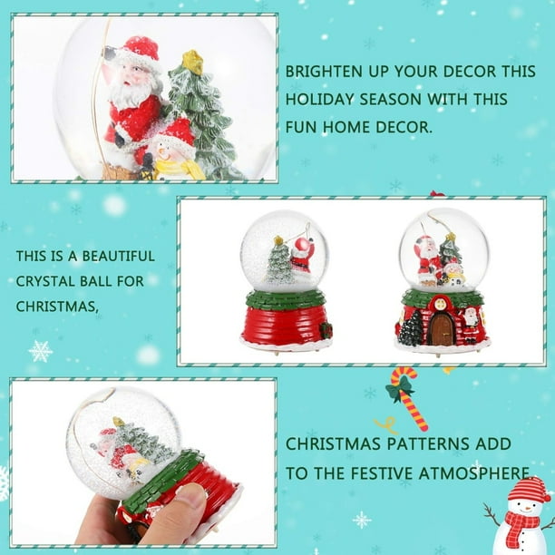 Bola de nieve navideña con luces, muñeco de nieve de Papá Noel, bola de cristal con base de resina, regalos para niños, recuerdos de fiesta navideña, decoración de mesa, centro de Regalo de navidad