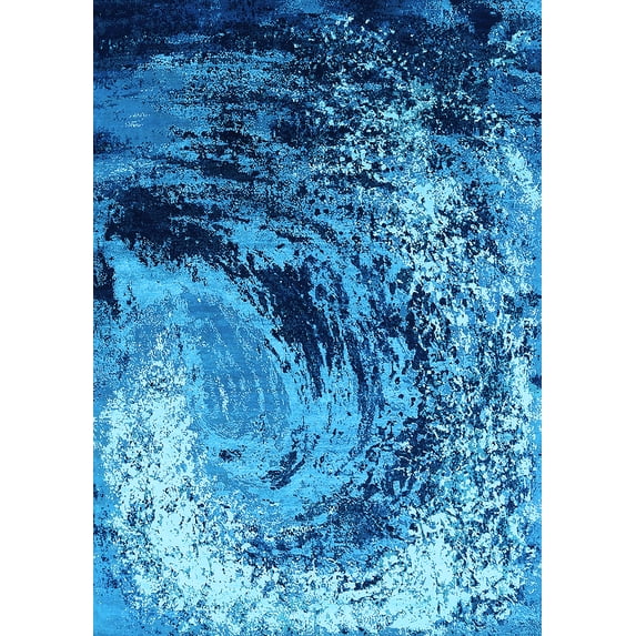 Ahgly Company Indoor Rectangle Oriental Light Blue Industrial Area Rugs, 5' x 8'